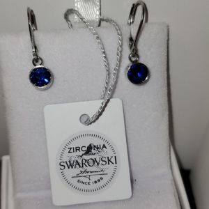 Blue Sapphire Swarovski Crystal Drop Ear…